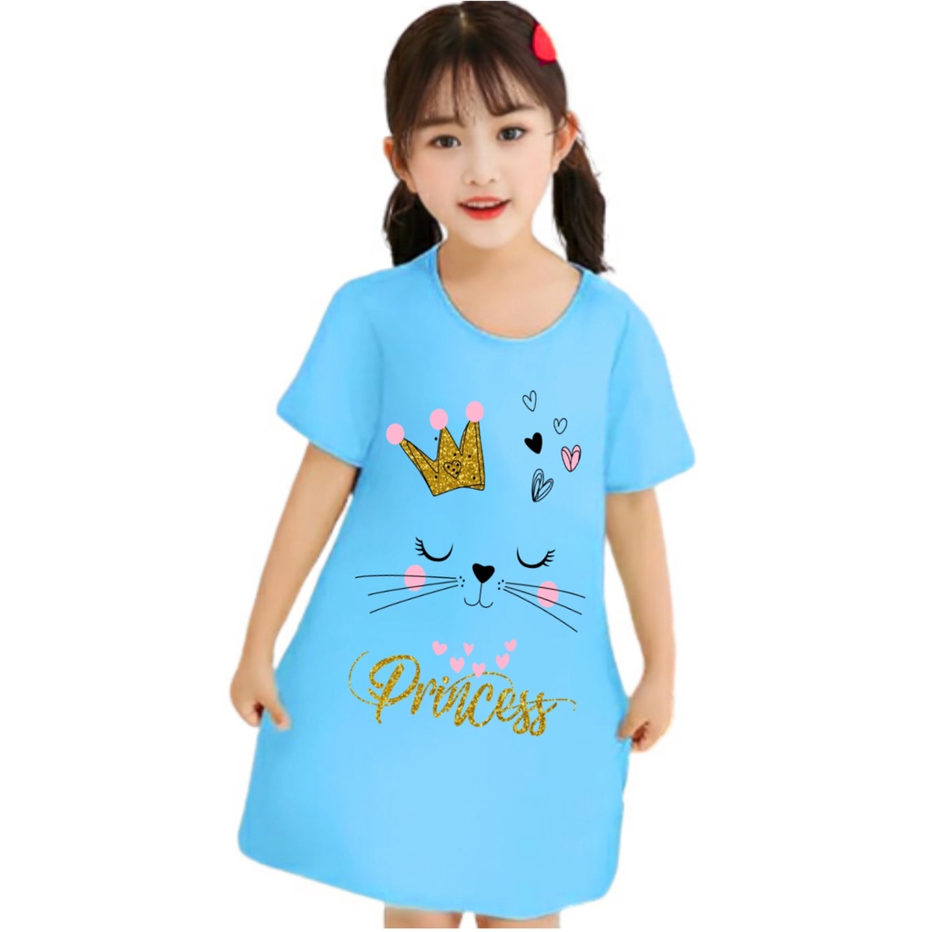 dress anak perempuan gambar mahkota cat