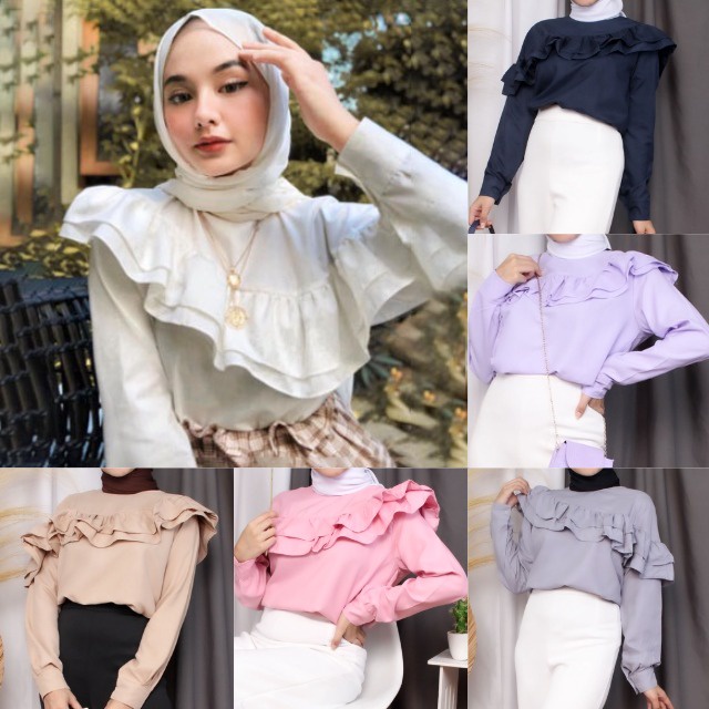 Tq88indonesia Baju Blouse Wanita Terbaru / Narina Blouse / Baju Atasan Polos Wanita / Ootd Terbaru / Outfit Citayam Kekinian