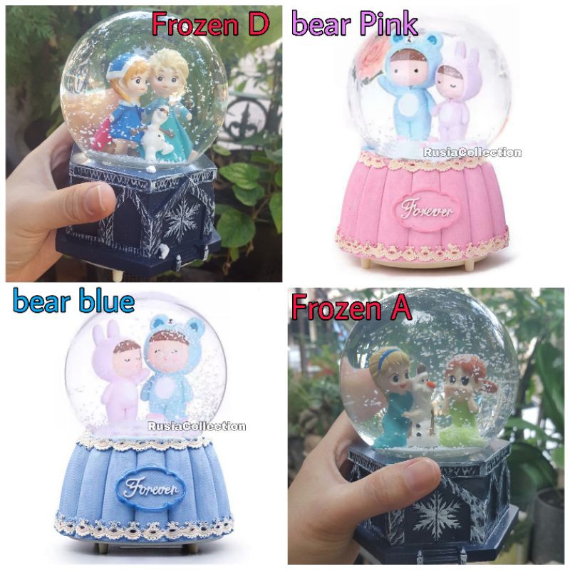 KOTAK MUSIK SNOWBALL JUMBO OTOMATIS MUSICBOX COUPLE AB EIFFEL UNICORN HELLOKITTY FROZEN HOLLAND