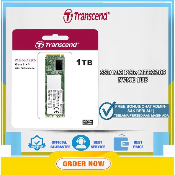 M.2 NVMe Transcend MTE220S 1TB SSD M.2 PCIe Gen 3x4 NVMe