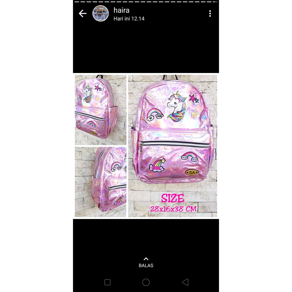 

Tas hologram unikon ukuran P 35 L 30 terbaru