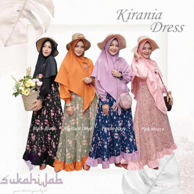 KIRANIA DRESS/SUKAHIJAB DRESS/GAMIS BUNGA/BUSUI/SATUSET