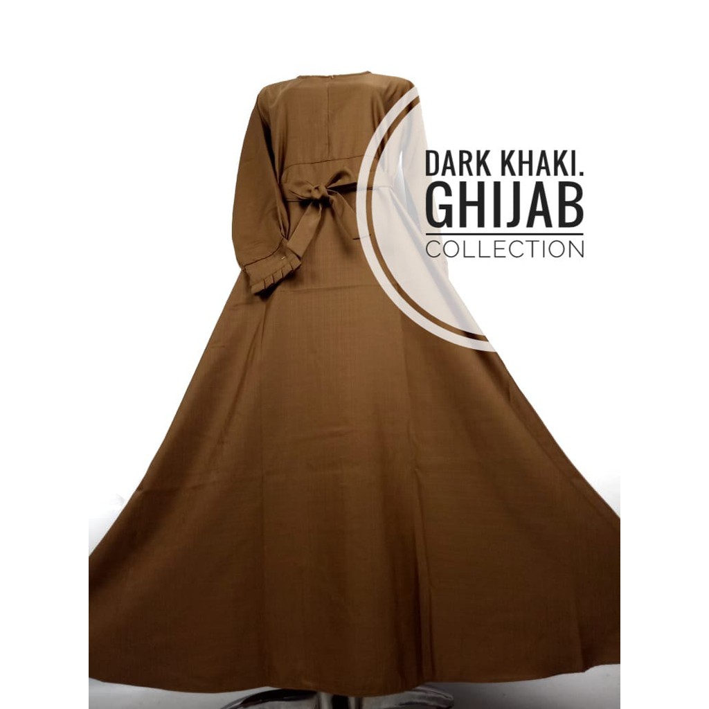 Gamis dark khaki PNS POLOS pemda kerja guru dinas pdh muslim syari busana kerja coksu coklat muda