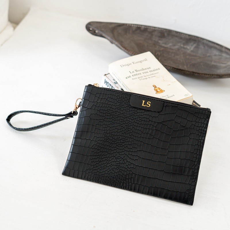 Nonataliashop - Snakeskin Initial Clutch (Free Inisial 2 Huruf)