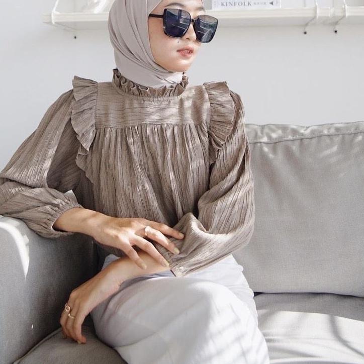 Serbuuuu.. Kanya Blouse Crinkle Lady Shena Atasan Wanita Korean Style Daisy Blouse Moreo Blouse