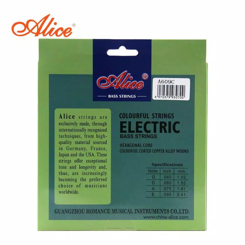 Senar Bass Alice A609C Colorful Elektrik 4 String Set Pelangi Warna Warni 0.40