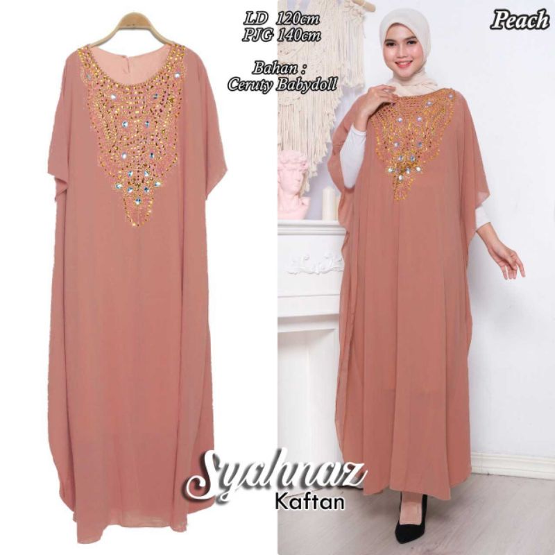 Gamis Kaftan Jumbo Bahan Ceruty Terbaru