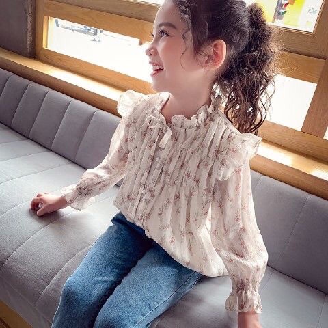 (1-5 Tahun) Wendy Blouse Chiffon / Blus Anak Perempuan Kemeja Atasan Branded Baju Putih Balita Lengan Panjang Gaya Korean Kualitas Import kiosbalitaaprillia