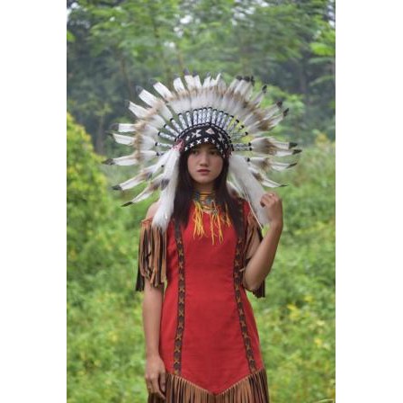 TOPI INDIAN - INDIAN HEADDRESS SMALL ANGSA MONTE PUTIH TUTUL COKLAT