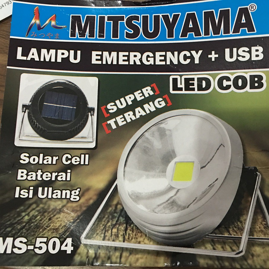 Lampu Tenaga Solar atau Charge COB LED Gantung Sorot Mitsuyama MS504