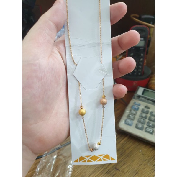 kalung pentol bola pasir candy rosegold putih gold emas asli 700 70%