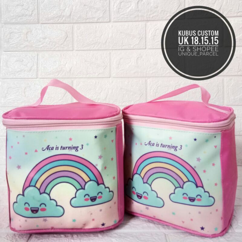 Tas kubus ulang tahun/tas kubus custom/tas ulangtahun/souvenir ulang tahun anak
