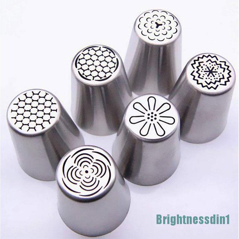 Set 6pcs Ujung Mulut Pipa Icing Desain Tulip Rusia Bahan Stainless Steel