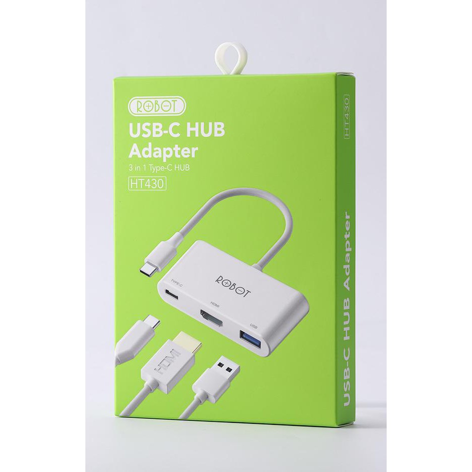 ROBOT HT430 3 in 1 USB C HUB Adapter with HDMI 4K PD 100W USB3.0 Multifunctional