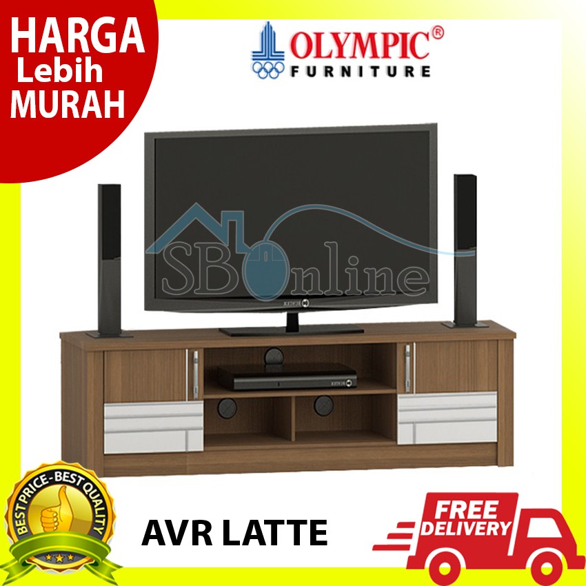 Rak TV Olympic Motif Kayu Audio Visual Rack - AVR Latte