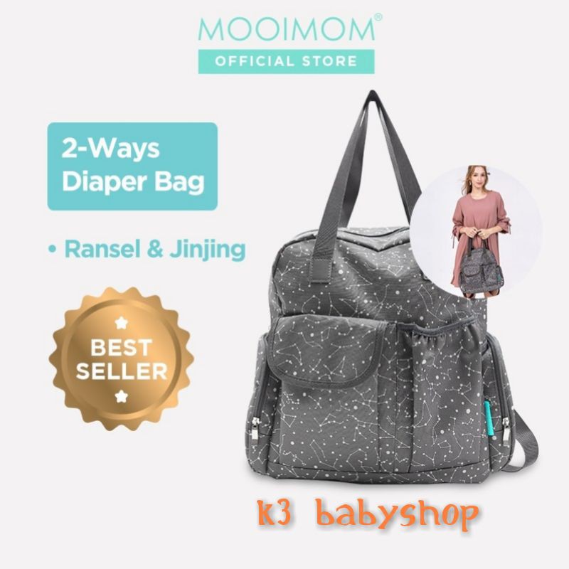 Two Ways Diaper Bag Mooimom Tas perlengkapan bayi tas travel traveling kado lahiran hadiah gift