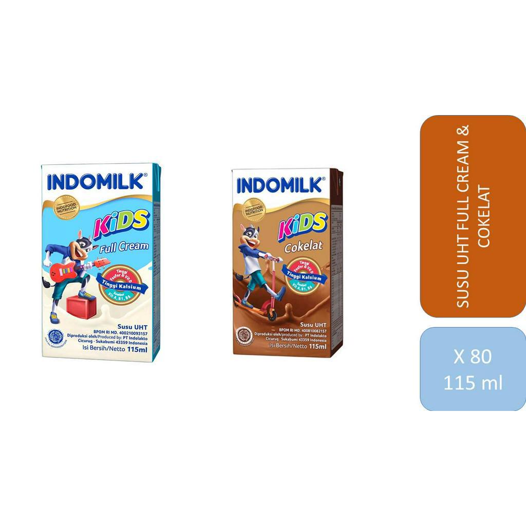 

Indomilk Susu UHT Kids Full Cream Plain & Choco 80 x 115 mL [2 Karton]