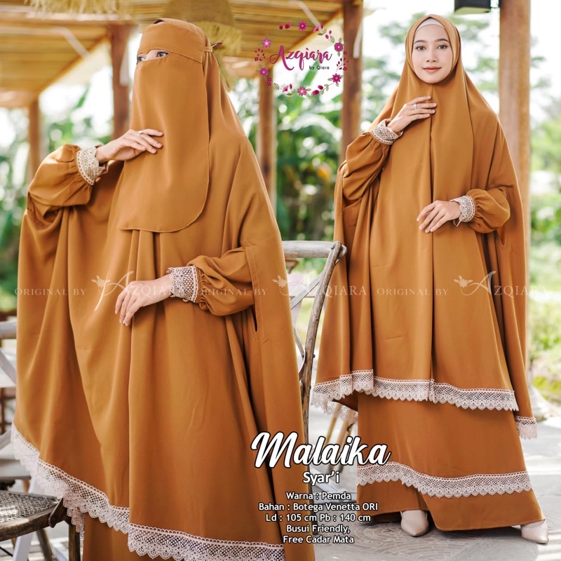 MALAIKA SYARI gamis syari free cadar original qiara fashion original intanaka kanza-pemda