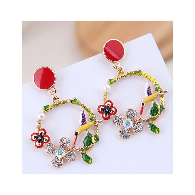 LRC Anting Tusuk Fashion Contrast Color Magenta Earrings A58314