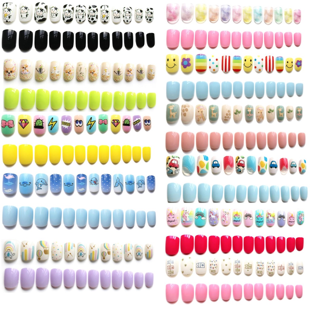 AUGUSTINA Tips Kuku Palsu Anak Agustinina Acrylic Candy Lovely Full Cover Fake Nail