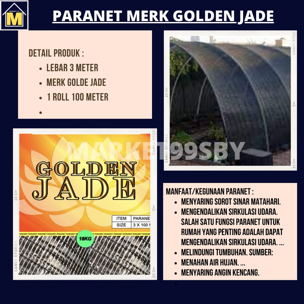paranet golden jade Per Roll 3MX100M LEBAR 3 METER JARING WARING