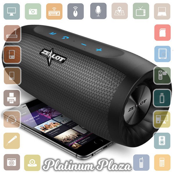 Zealot S16 Bluetooth Speaker Dual Bass dengan Powerbank 4000mAh - Black`1836K0-