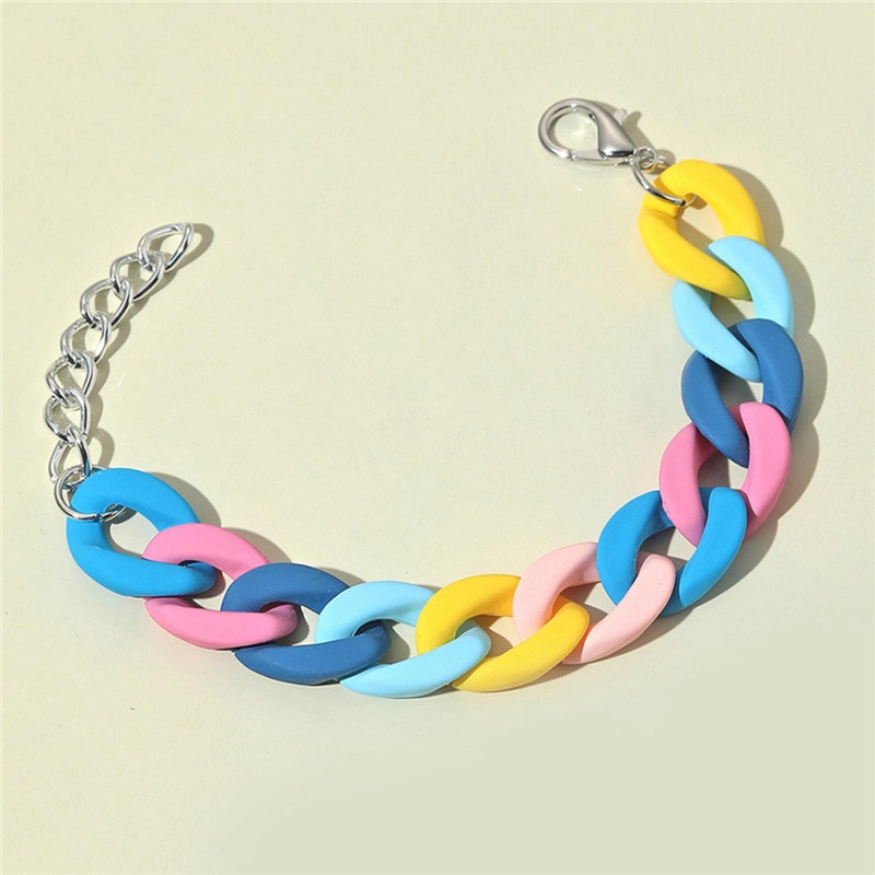 Gelang Rantai Bahan Akrilik Resin Matte Warna-Warni Untuk Wanita