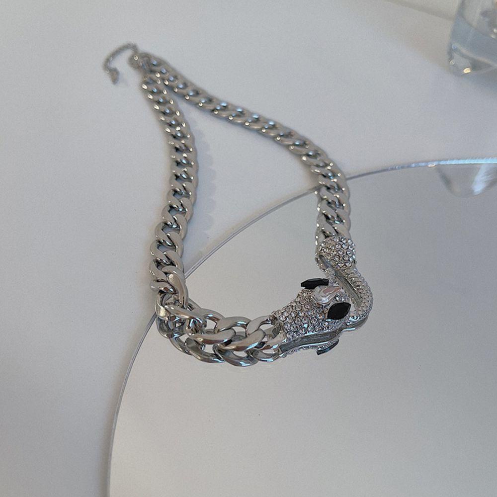Agustina Wanita Kalung Fashion Desain Pria Keren Berlian Imitasi Gaya Jalanan Berbentuk Ular Gaya Korea Perhiasan
