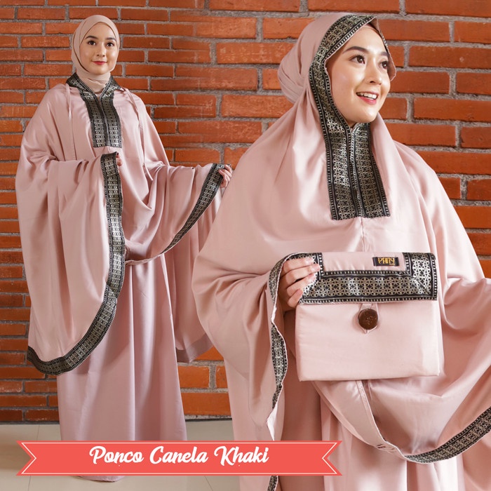 NEW Mukena Dewasa Katun Terbaru Bali Traveling Rayon Premium Ponco - Canela Khaki