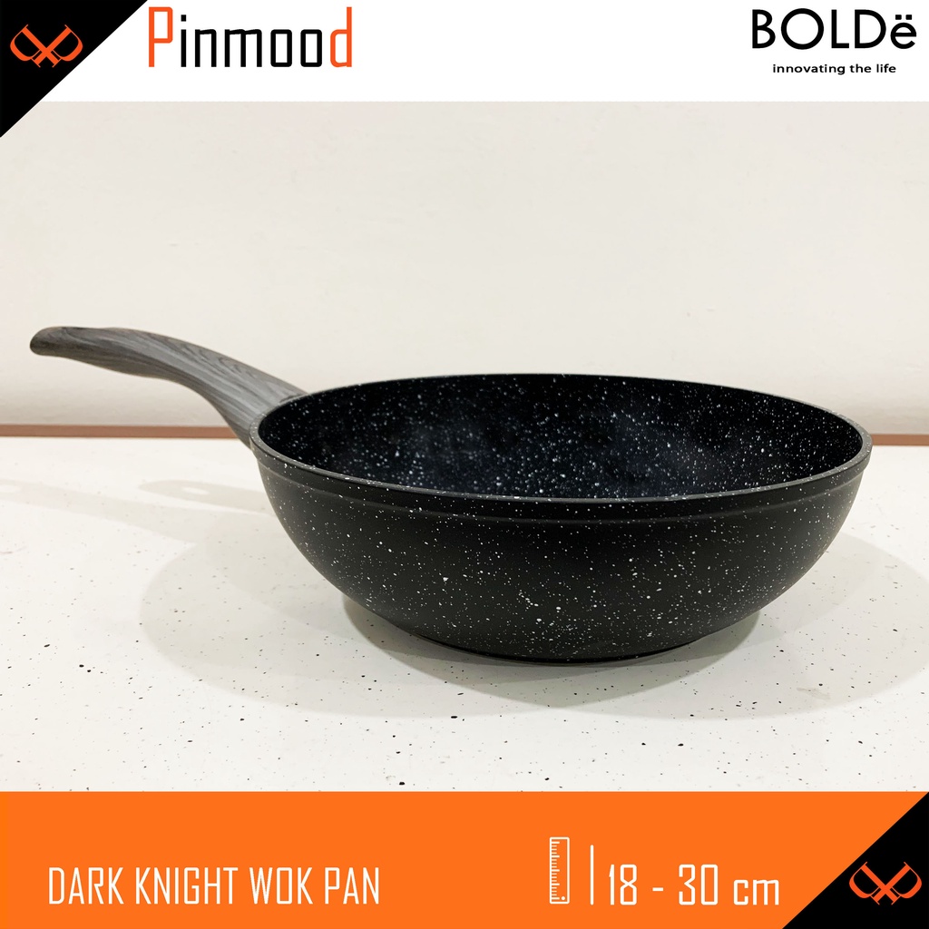 BOLDE DARK KNIGHT WOK PAN / WOKPAN SUPER PAN COATING GRANITE PANCI PENGGORENGAN WAJAN WOK ANTI LENGKET 18 20 22 24 26 28 30 CM