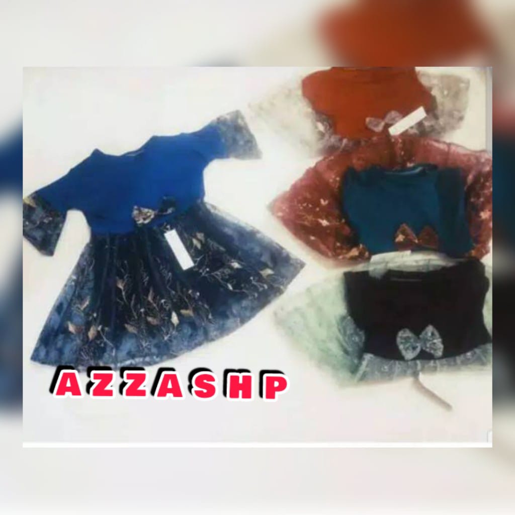 Dress Anak Brukat Kombi Tangan Terompet Usia 1 Thn-10Thn