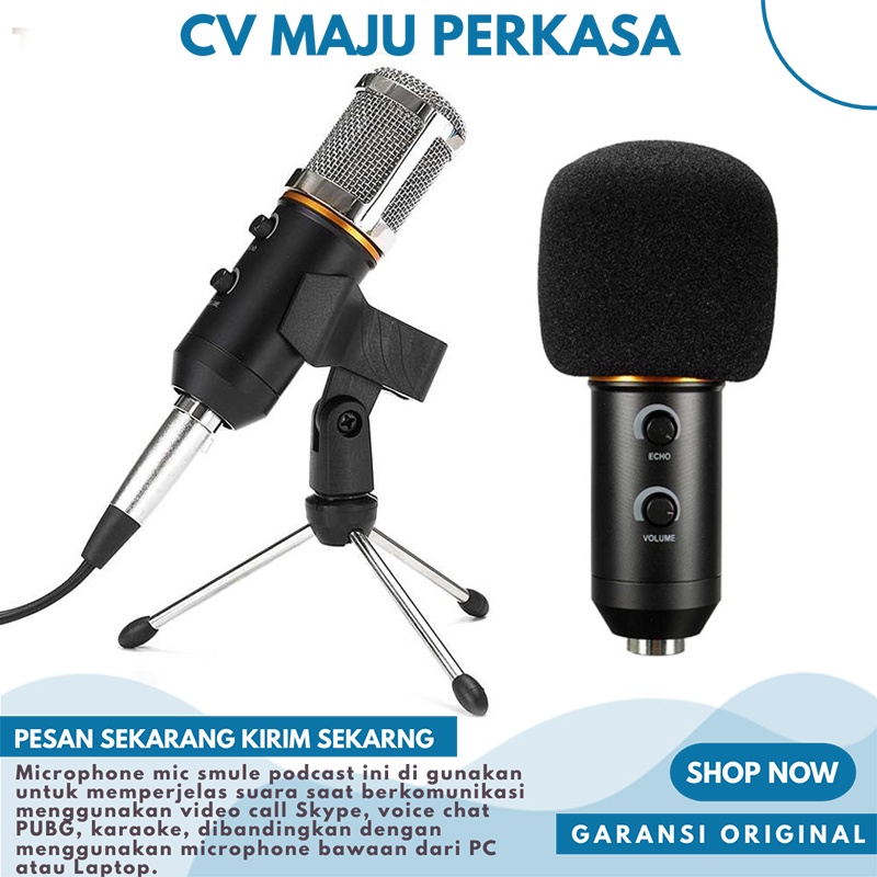 Mikrophone Microphone Condenser Perekam Suara Youtuber Mic Podcast USB Mikrofon 3.5 mm with Stand MK