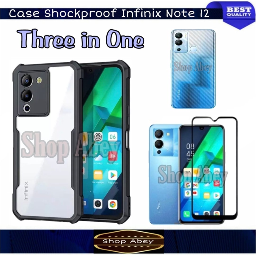 Case Infinix Note 12 (G96) Hardcase Armor Shockproof Transparant Premium Case Free Anti Gores Layar 
