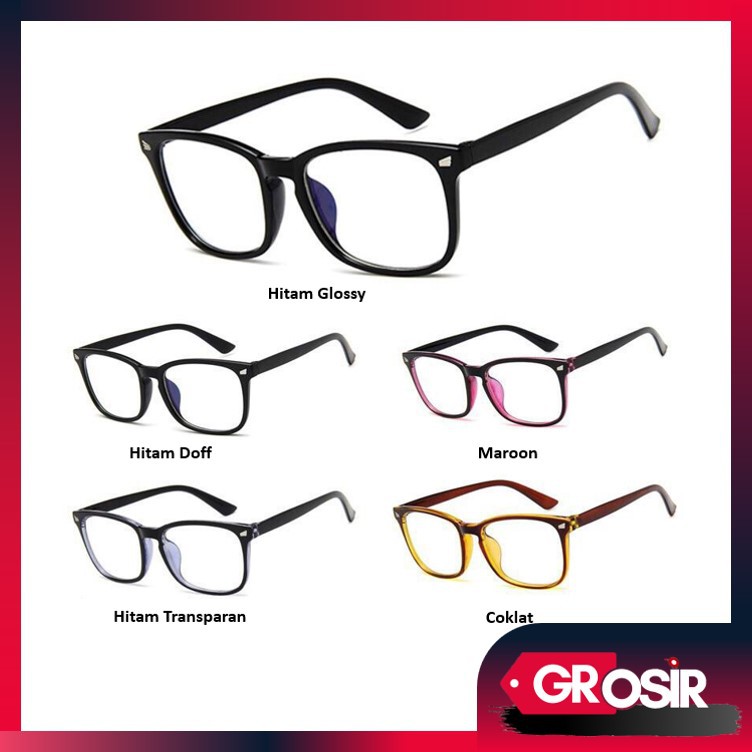 Grosir - F356 Kacamata Petak Anti Radiasi / Sunglasses Frame Anti Radiasi Lensa Transparan