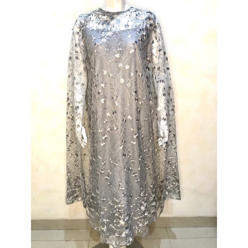 dress brukat kondangan/dress pesta tile kondangan/long dress cape tile