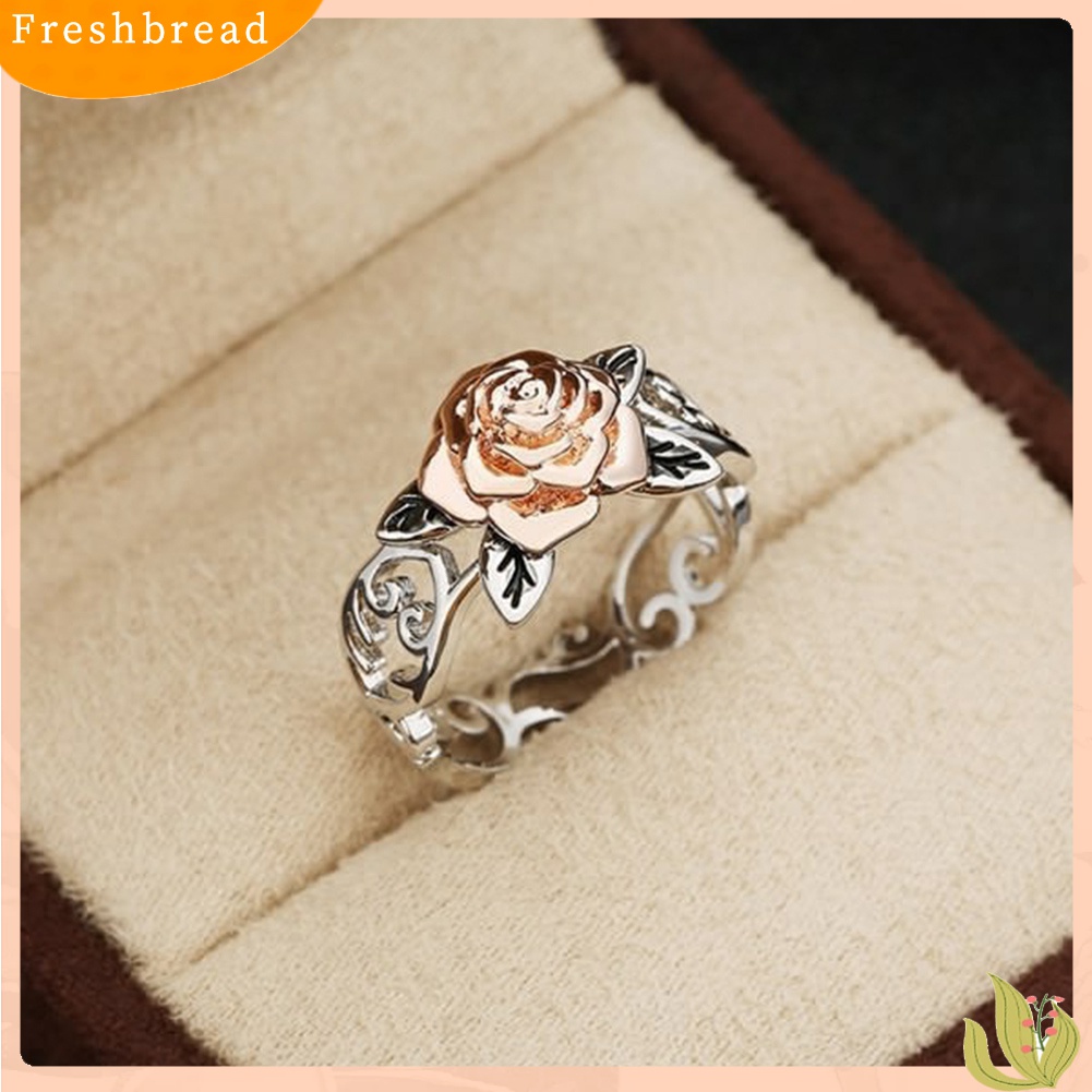 Terlaris Vintage Women Two Tone Flower Band Finger Ring Wedding Engagement Jewelry Gift