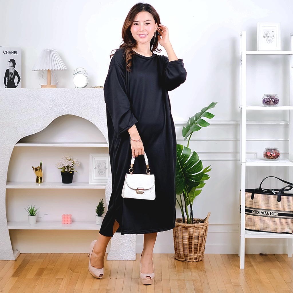 BEFAST - ZEC OOTD Dress Wanita ANDIE / Morfy Oversize Slit Maxi / Dress Wanita / LongDress Kekinian Remaja Wanita / Dress Polos Casual / Termurah / Trendy / Outfit Santai Wanita