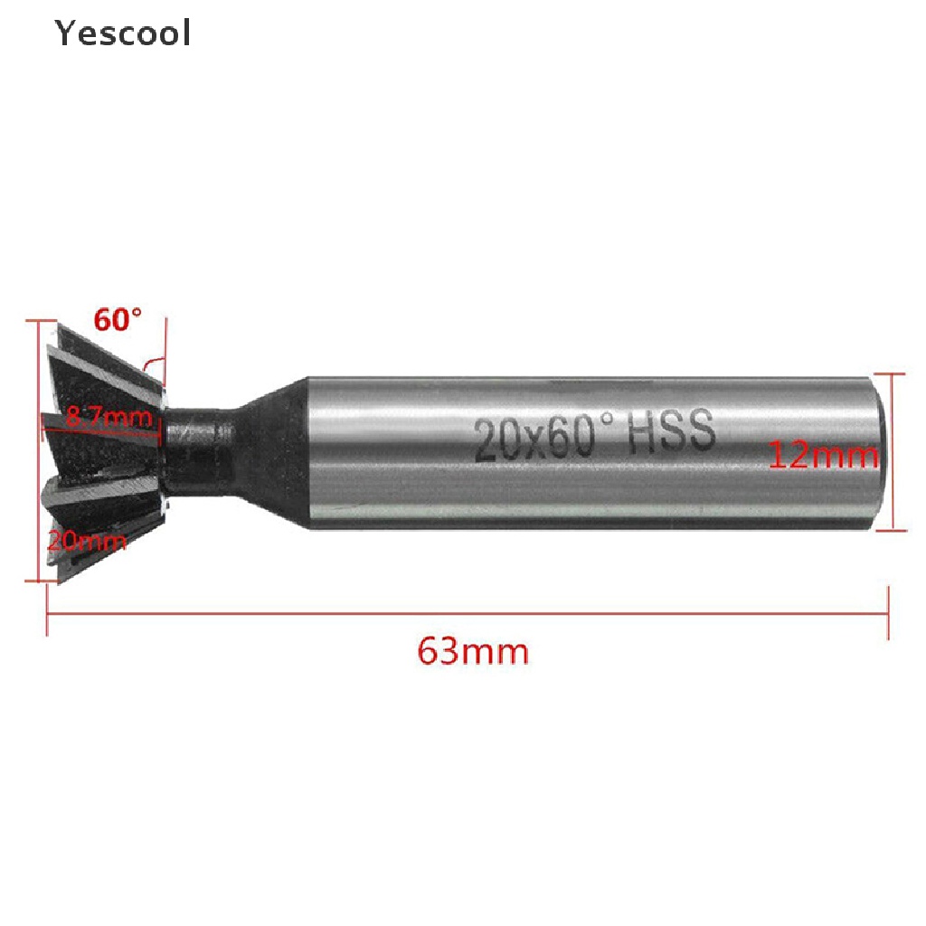 Yescool 20mm 3/4&quot; X 60° / 45° degree HSS dovetail cutter milling high speed steel tool .