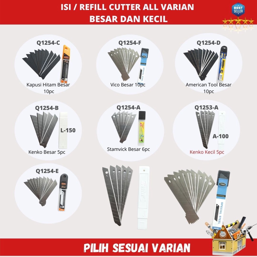 ISI CUTTER BESAR / REFILL ISI PISAU KUALITAS BAGUS / ISI CUTTER KECIL KENKO