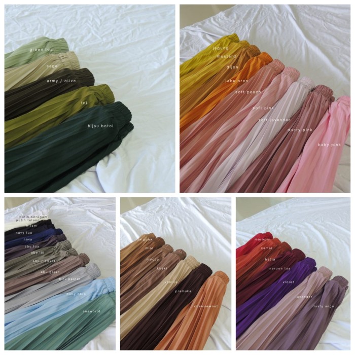 ROK PLISKET MURAH ROK PLISKET PANJANG JUMBO - PUTIH TULANG