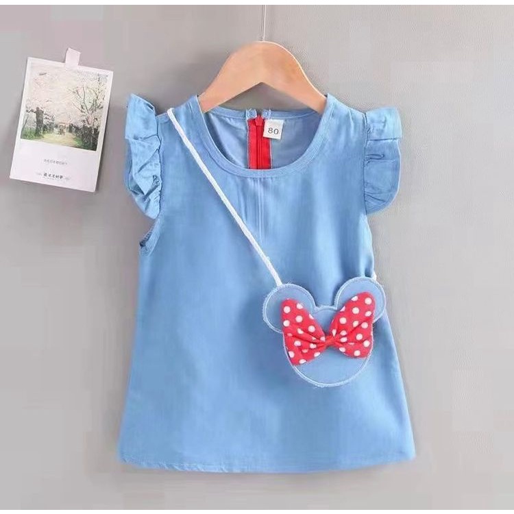 ASLI IMPORT Setelan Cotton Jeans / Shandy Dress 1 - 4 Tahun Baju Dress Tas BerKualitas Celana Jogger Training Olahraga Anak Perempuan Cewe Lucu Terlaris Murah babeebabyshop odilia