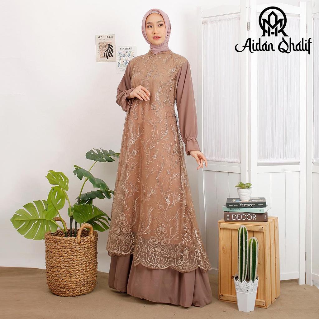 Dress Gamis Kebaya Cantik Modern Mix Ceruty Babydoll Gamis pesta Gaun Pesta Kondatangan Wanita Mewah By Laquse_kebaya2