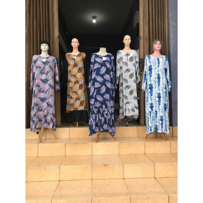 gamis motif  daun rayon premium
