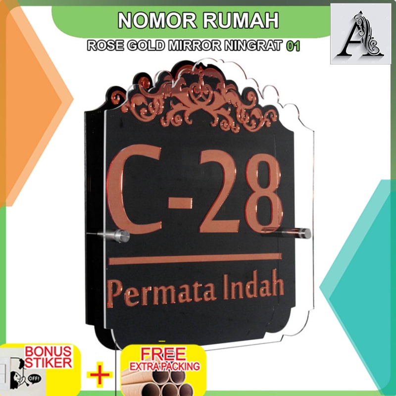 

Murah Nomor Rumah Akrilik Rose Gold Mirror NINGRAT Series 01 - 40 x 40