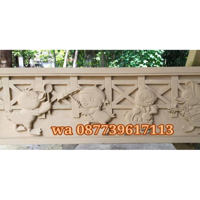 relief bebek batu ukir hiasan dinding