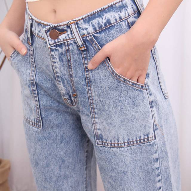 FWR - CELANA KULOT BOYFRIEND HIGHWAIST LOOSE  JEANS KHALISTA