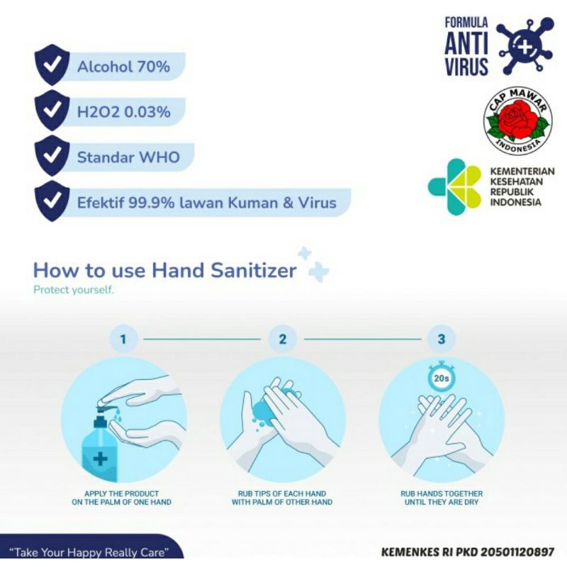 Happy Care HAND SANITIZER GEL 1000ml HAND SANITIZER GEL 1 liter ANTISEPTIC GEL 500ml ANTI SEPTIK GEL