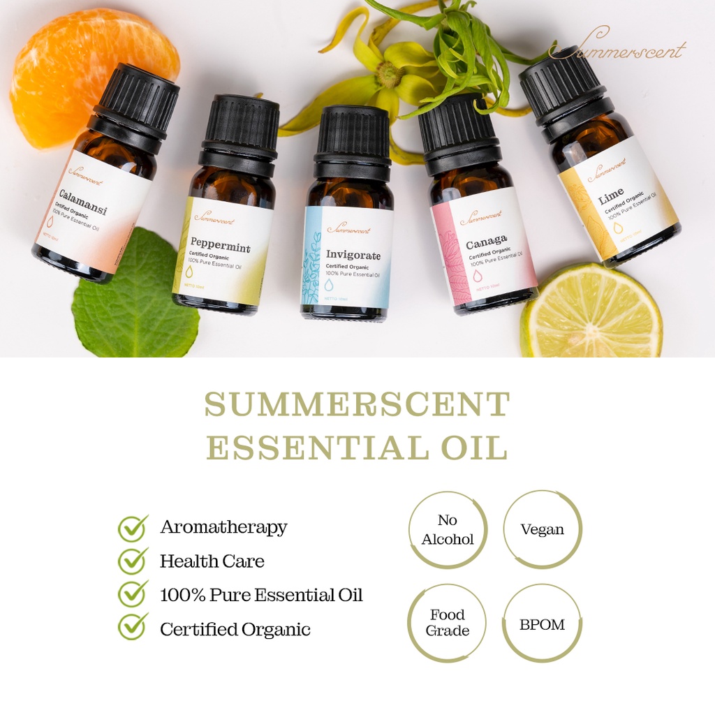 Pengharum Ruangan Pewangi Ruangan Otomatis Essential Oil Summerscent Essentials Esensial Oil Essential Oil Minyak Esensial Aromatherapy Bayi Diffuser Humidifier Cough And Flu 10ml