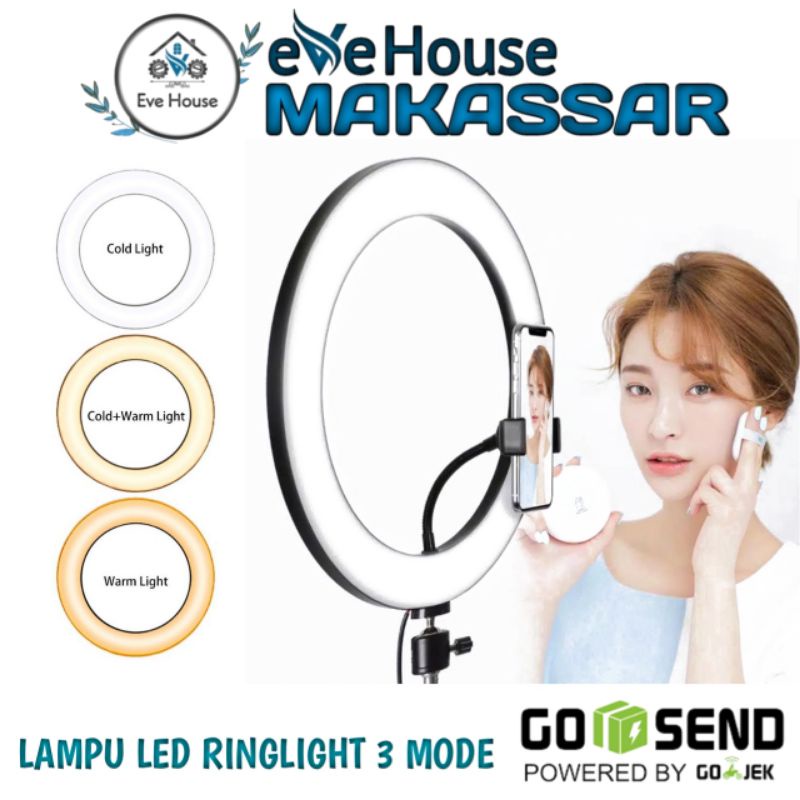 Makassar V38-3 Lampu LED Ringlight diameter 26 cm Ring light make up vlog and selfie