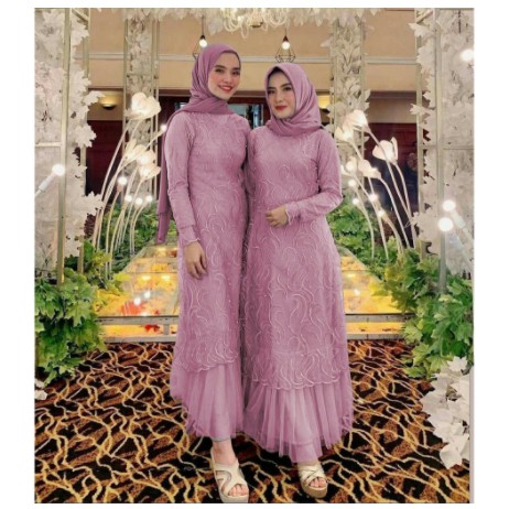 Baju Gamis Muslim Terbaru 2020 2021 Model Baju Pesta Wanita kekinian Bahan Brukat Kondangan Remaja